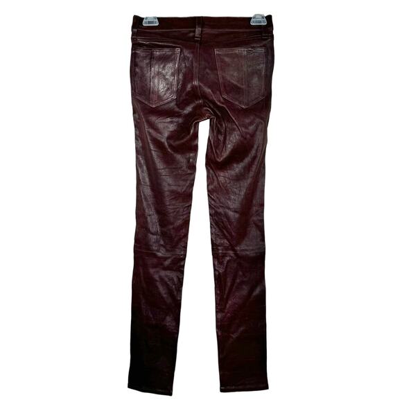 Rag & Bone Red Dark Burgundy Mid Rise Lamb Leather Skinny Pants 25 NWT - Picture 4 of 14